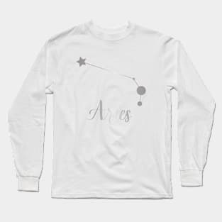 Aries Zodiac Constellation in Silver Long Sleeve T-Shirt